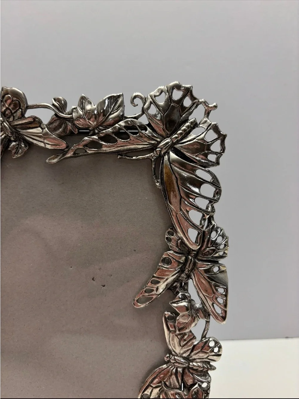 Vintage Butterfly Picture Frame Silver Metal Ornate Vintage Style